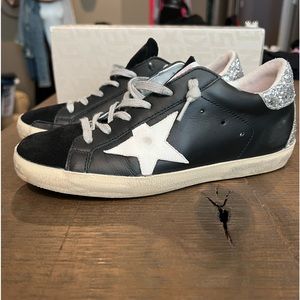 Golden Goose Super Star, classic suede toe, glitter heel - size 36